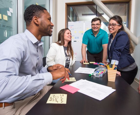 students around a table