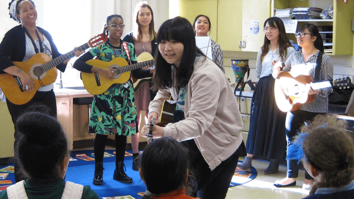Pacific's music therapy students at a local school